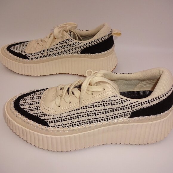 Womens Dolce Vita Denae Platform Sneakers 8.5 M White & Black Tennis Shoes - Picture 6 of 10